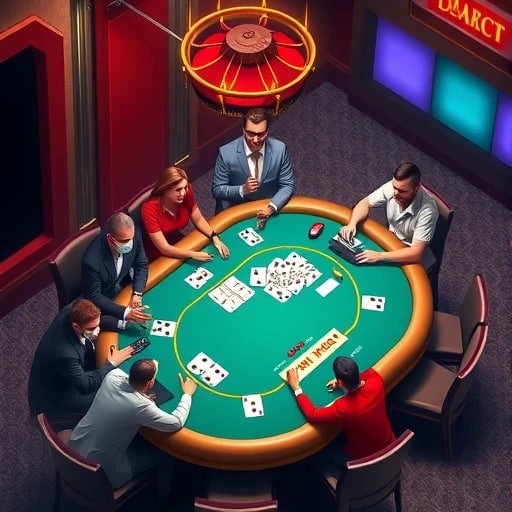 Antarmuka Teen Patti dengan kartu dan opsi taruhan sisi